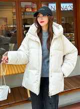 Hooded Padded Cotton-padded Loose Down Jacket