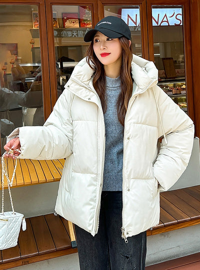 Hooded Padded Cotton-padded Loose Down Jacket