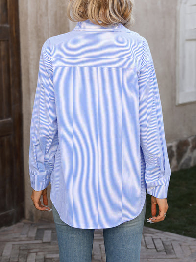 Loose Casual Long Sleeve Striped Shirt