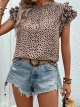 Lotus Leaf Short Sleeve Leopard Print Shirt