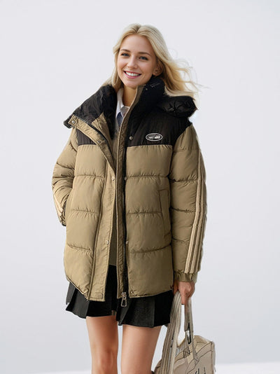 Spliced Short Cotton-padded Jacket Coat