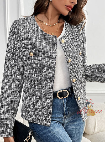 Plaid Long Sleeve Coat Jacket