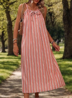 Striped Loose Suspender Dress