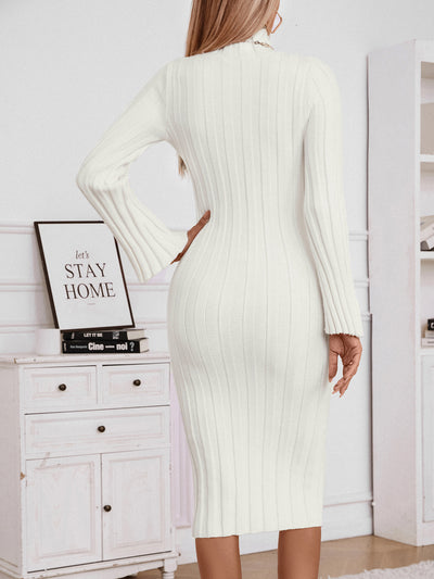 Knitted Long Tight Turtle Neck Sweater Dress