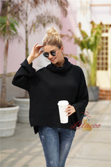 Solid Color Long Sleeve Loose High Neck Sweater