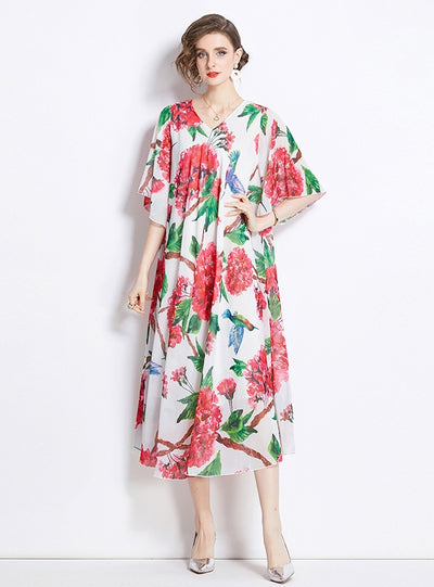 Women Printed Plus Size Loose Dress