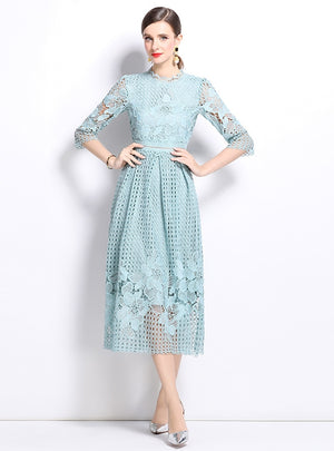 Short Sleeve Slim Lace Dress