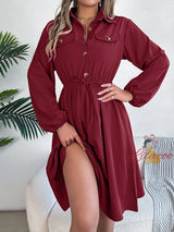 Casual Button Long Sleeve Shirt Dress