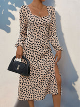 Long Sleeve Leopard Print Dress