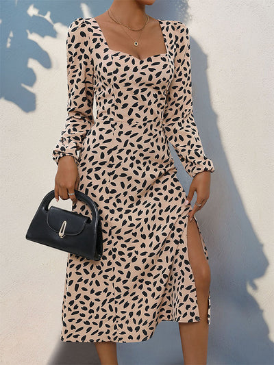 Long Sleeve Leopard Print Dress