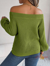 Leisure Solid Color Lantern Sleeve Sweater