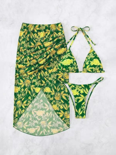 High Waist Split Three-piece Swimsuit