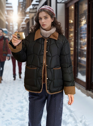 Light and Short Lapel Cotton-padded Jacket