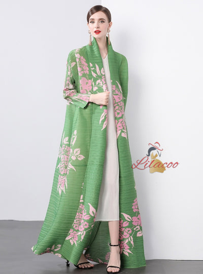 Fold Loose Large Long Print Coat