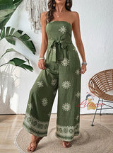 Casual Snowflake Pattern Printed Wide-leg Jumpsuit