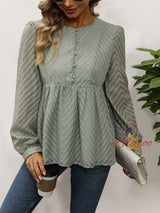 Solid Color Long Sleeve Jacquard Shirt