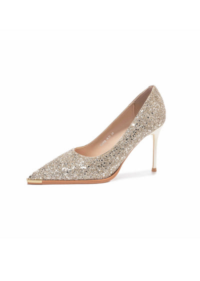 Metal Head Sequined Banquet Wedding Shoes