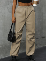 High Waist Solid Color Straight Casual Pants