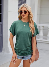 Solid Color Round Neck Short Sleeve T-shirt