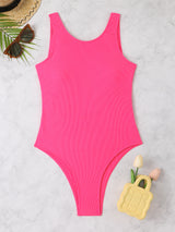 Threaded Pit Cloth Solid Color One-piece Bikini