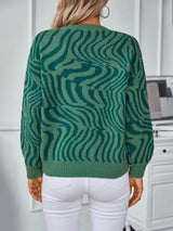 Women Zebra Striped Turtleneck Sweater