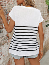 Round Neck Thick Needle Striped Sweater