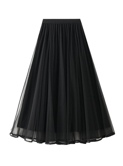 Women Mesh Pleated Skirt