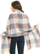 Double Fringed Plaid Scarf Shawl