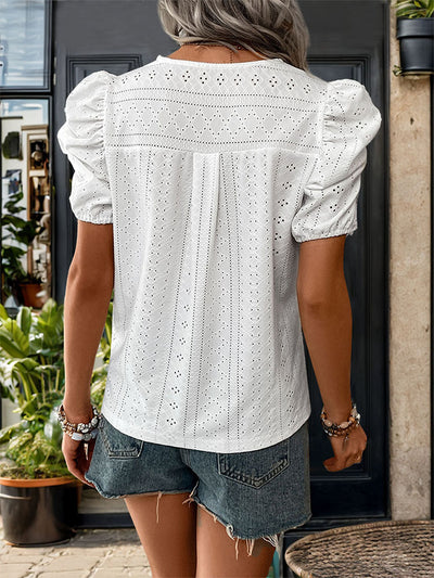 Lace Stitching V-neck Shirt Top