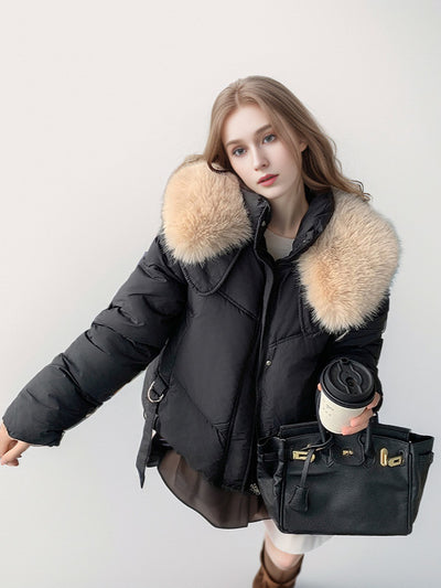 Short Warm Coat Large Fur Collar Down Jacket