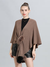 Wool Ball Knitted Shawl Coat