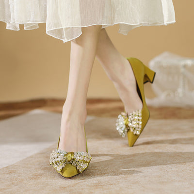 Pointed Platform Heels Crystal Shoes