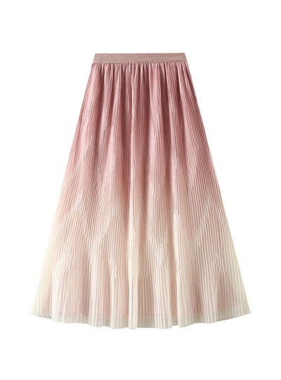 Gradient Mesh High Waist Slim Skirt