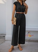 Stand-up Collar Solid Color Straight Jumpsuit