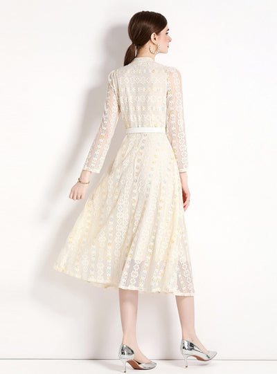 Lace Long-sleeved Medium-length Dress