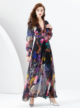 Chiffon Gauze Printed Long Sleeve Dress