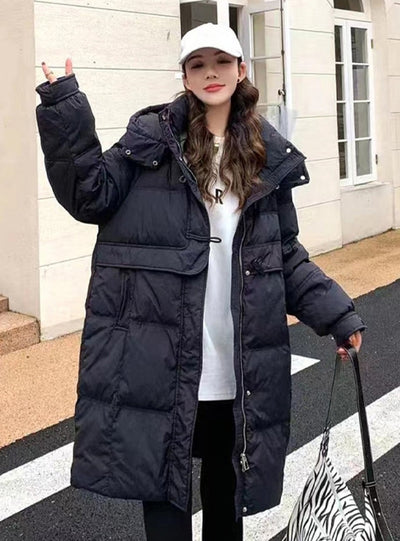 Hooded Padded Long Down Jacket Coat