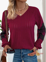 Lace Stitching Solid Color Top