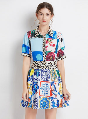 Summer Shirt Skirt Two-piece Suit