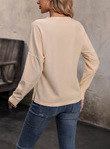 Long Sleeve Solid Color Shirt Round Neck T-shirt