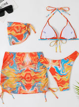 Tie-dyeing Split Four-piece Skirt Swimsuit