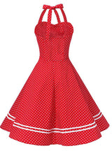 Retro Backless Polka-dot Halter Dress