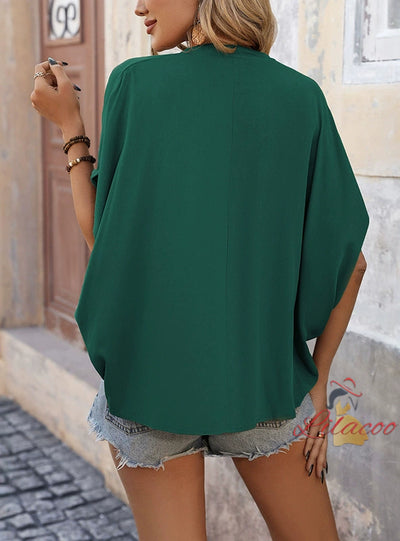 Summer Bat Sleeve V-neck Shirt