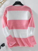 Casual Contrast Striped V-neck Sweater