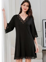 Lace V-neck Cotton Loose Nightdress