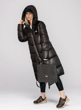 Black Extended Knee-length Cotton-padded Coat