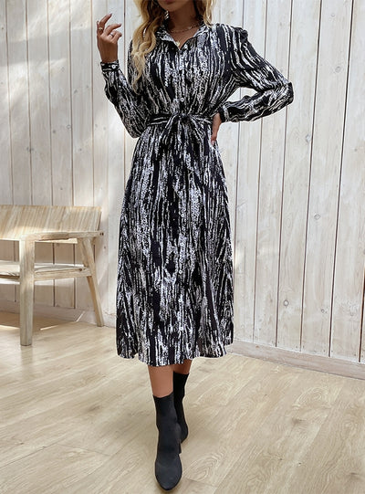 Autumn and Winter Long Sleeve Tie-dye Dress