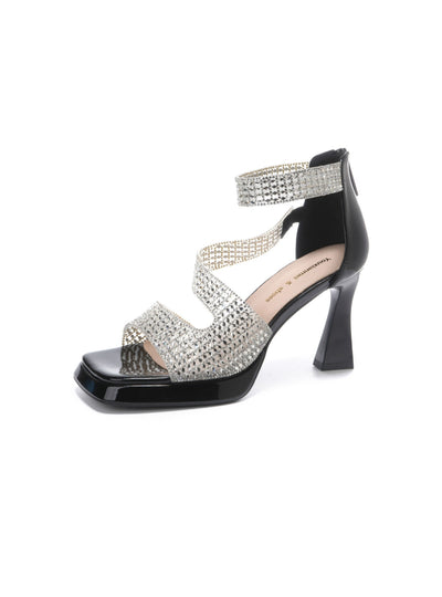 Rhinestone Platform Thick Heels Sandals