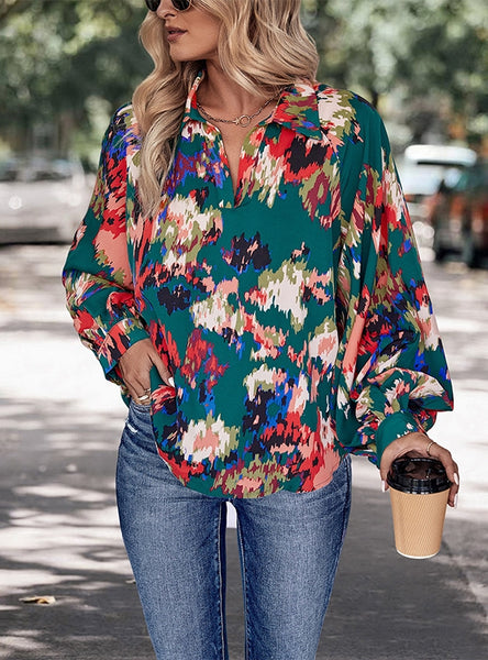 Green Long Sleeve Printed Shirt