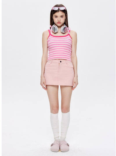 Striped Short Suspender Vest